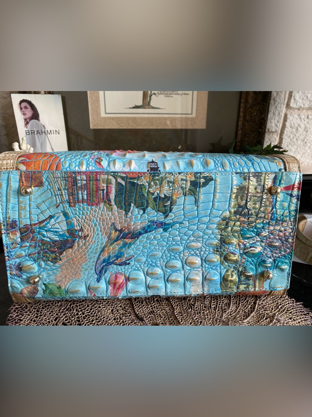 🌴🌸 NWT!! A BRAHMIN EXCLUSIVE! MULTI BANNER CAROLINE SATCHEL - Picture 10 of 13